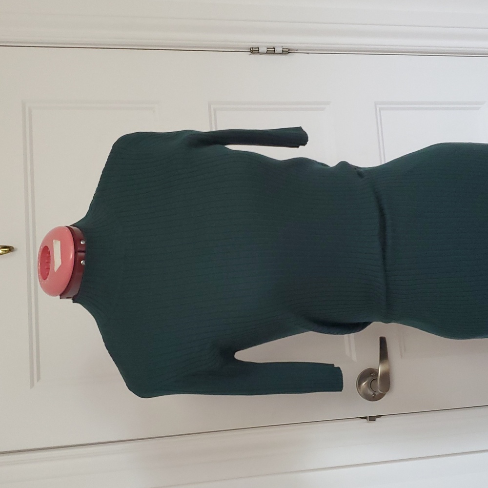 Twik (Maison Simons) Forest Green Ribbed Mock Neck Bodycon Dress